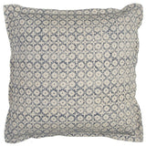 Blue Beige Distressed Block Throw Pillow