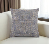 22" Blue And Gray Geometric Weave Nubby Cotton Throw Pillow with Texture