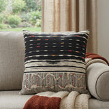 22" Black And White Striped Cotton Throw Pillow