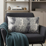 14" X 26" Gray Cotton Throw Pillow