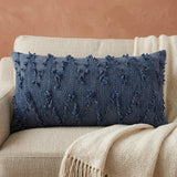 14" X 26" Indigo Cotton Lumbar Throw Pillow with Texture