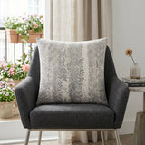 Gray Silver Metallic Tonal Print Throw Pillow