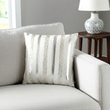 Silver and Gold Glam Stripe Beaded Throw Pillow