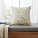 20" X 20" Gold and Ivory Swirl Cotton Zippered Pillow