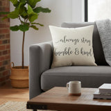 Gray Cream Humble and Kind Throw Pillow