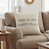 Gray Taupe Canvas Happy Place Throw Pillow