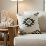 Cream Beige Classic Ikat Pattern Throw Pillow