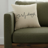 Black Taupe Canvas Strength Throw Pillow