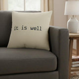 Black Taupe Canvas It Is Well Throw Pillow