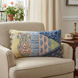14" X 26" Yellow And Light Blue No Pattern Cotton Throw Pillow