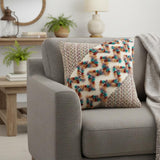 Multicolored Chevron Diagonal Panel Throw Pillow