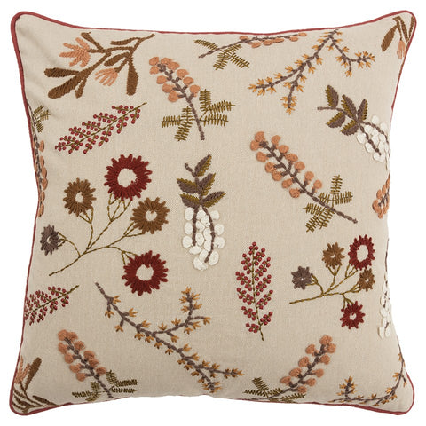 20" Beige Cotton Throw Pillow