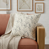 Blue Tiny Floral Buds Throw Pillow