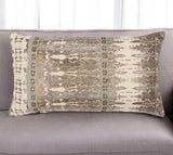 Gray Beige Tribal Distressed Lumbar Pillow
