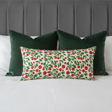 Red Green Cherry Tree Printed Lumbar Pillow