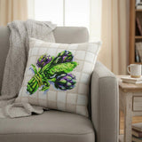 White Green Artichoke Waffled Throw Pillow