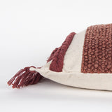 14" X 26" Rust And Off White Braided Cotton Throw Pillow