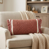14" X 26" Rust And Off White Braided Cotton Throw Pillow