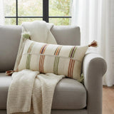 Cream Accent Striped Boho Chic Lumbar Pillow
