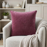 22" Raspberry Cotton Velvet Throw Pillow