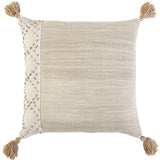 Ivory Blush Accent Stitch Color Block Throw Pillow