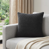 20" Black Nubby Textured Modern Throw Pillow