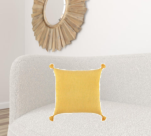 Gold Solid Tonal Abstract Stripe Throw Pillow