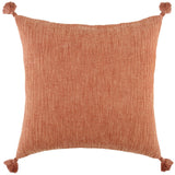 20" Terra Cotta Cotton Textural Stripe Throw Pillow with Tassels