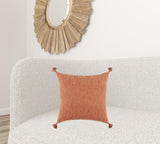 20" Terra Cotta Cotton Textural Stripe Throw Pillow with Tassels