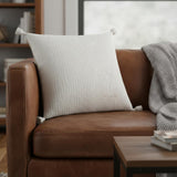 20" White Tonal Abstract Stripe Throw Pillow