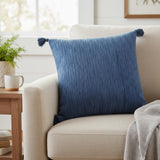 Navy Solid Tonal Abstract Stripe Throw Pillow