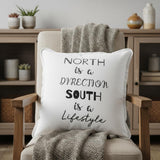Black and White North South Font Play Throw Pillow