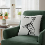 Black and White Humorous Donkey Throw Pillow
