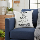 Black and White Praise The Lard Tasseled Throw Pillow