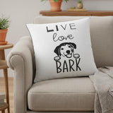 Black and White Live Love Bark Modern Throw Pillow