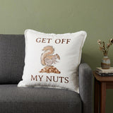 Brown and White Get Off My Nuts Modern Throw Pillow