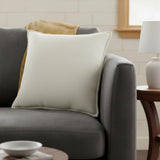 Ivory Solid Light Textured Modern Throw Pillow