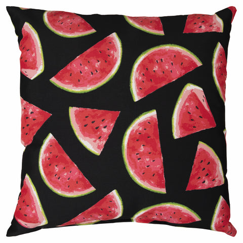22" Black And Red Watermelon Indoor Outdoor Throw Pillow