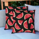 22" Black And Red Watermelon Indoor Outdoor Throw Pillow