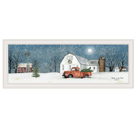 Winter on The Farm 3 White Framed Print Wall Art