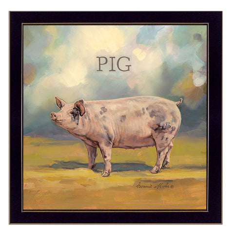 Piper the Pig Black Framed Print Wall Art