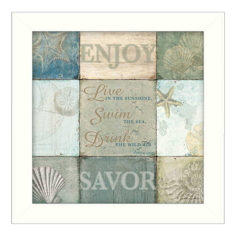 Live in the Sunshine 1 White Framed Print Wall Art