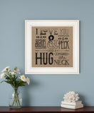Hugs Around the Neck 1 White Framed Print Wall Art