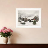 Farmhouse Christmas 1 White Framed Print Wall Art