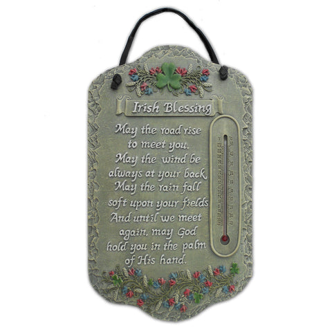 13" X 8" Gray Floral Irish Blessing Polyresin Wall Decor