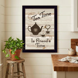 Tea Time 3 Black Framed Print Kitchen Wall Art