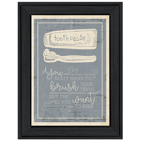 Brush Teeth 3 Black Framed Print Wall Art