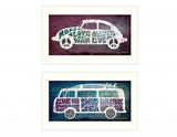 Set Of Two Retro White Framed Print Wall Art