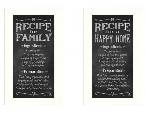 Set Of Two Family Recipe White Framed Print Wall Art