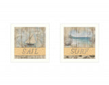 Set Of Two Sail or Surf White Framed Print Wall Art